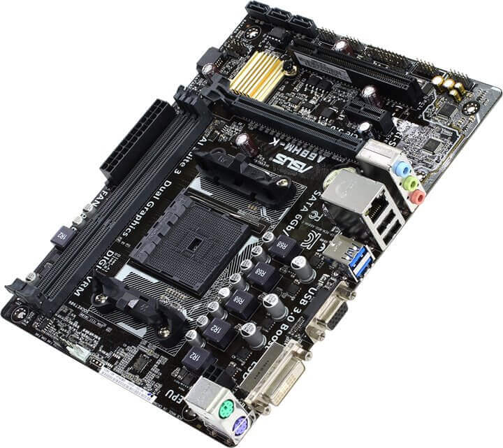 Картинка Материнская плата Asus Socket-FM2+  A68HM-K A68 2*DDR3-2133 PCI Ex16 DVI/DSub 8ch 4xSATA 3RAID mATX  от магазина NBS Parts