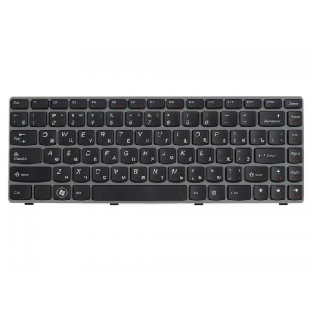 Детальная картинка Клавиатура для Lenovo Z460 Z450 черная с серой рамкой от магазина NBS Parts