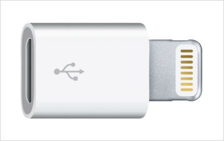 Детальная картинка Переходник разъема micro USB = iPhone 5 в упаковке от магазина NBS Parts